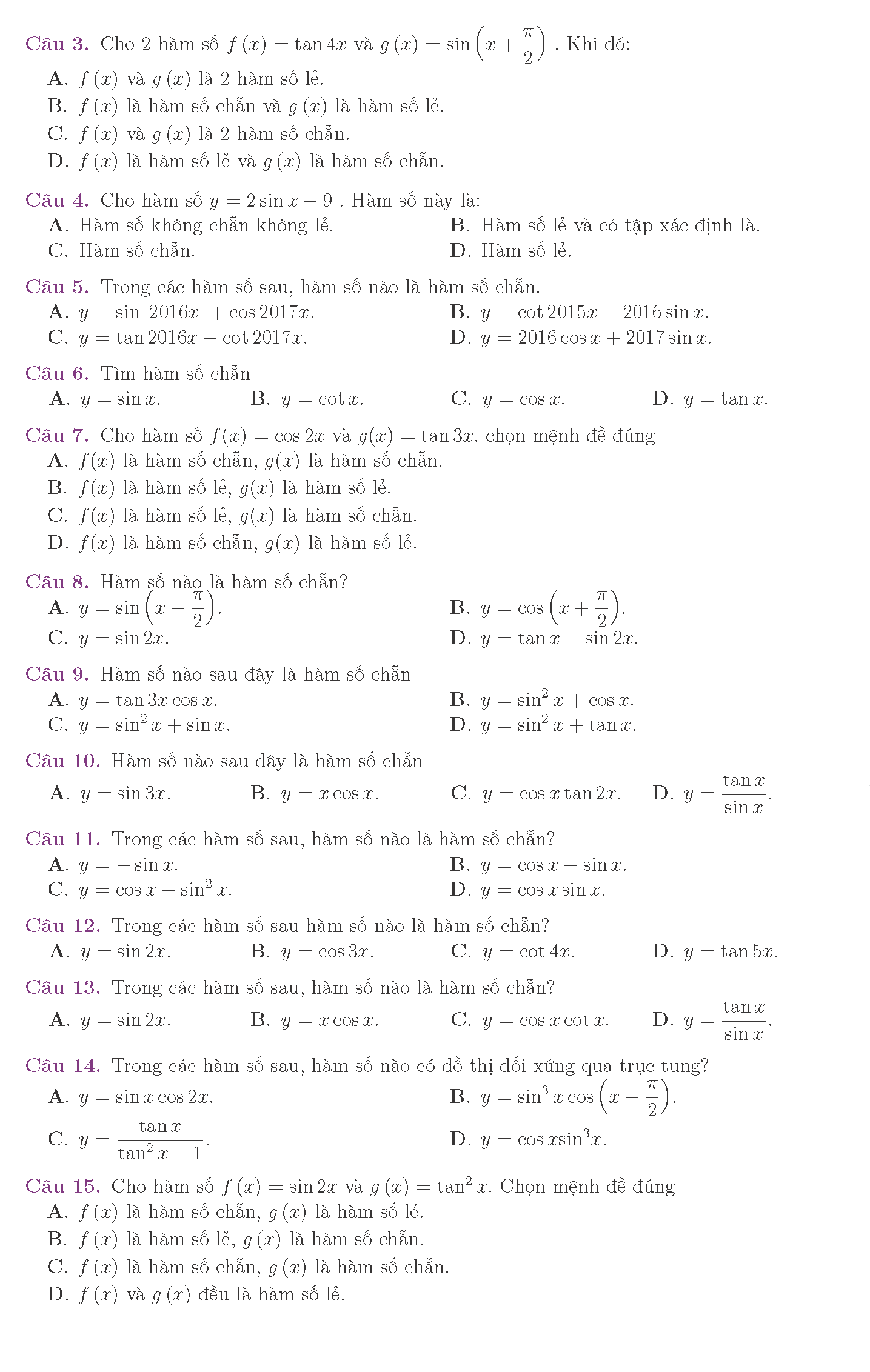 Tài liệu về phương trình lượng giác 8