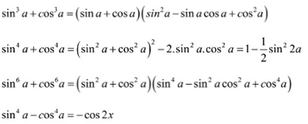 Các công thức kết hợp với các hằng đẳng thức đại số