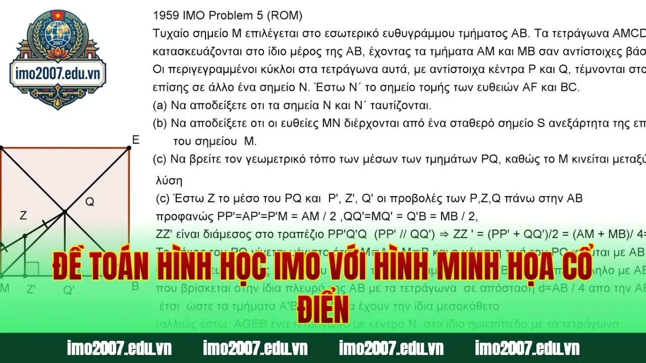 Đề toán hình học IMO với hình minh họa cổ điển
