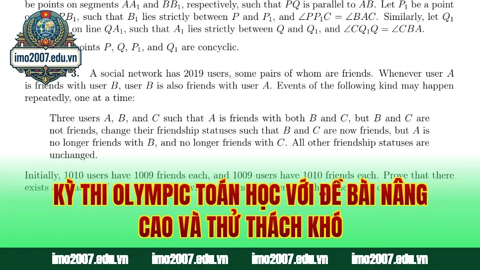 Kỳ thi Olympic Toán học với đề bài nâng cao và thử thách khó