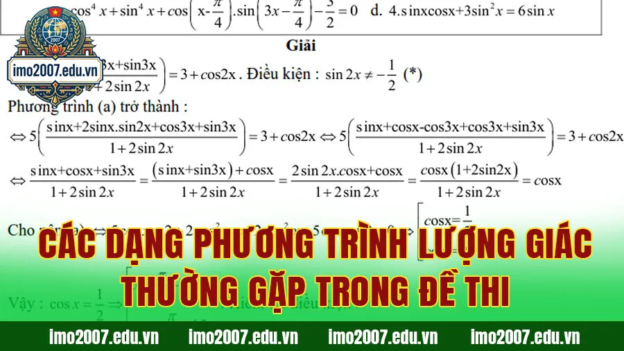 Các dạng phương trình lượng giác nâng cao thường gặp trong đề thi