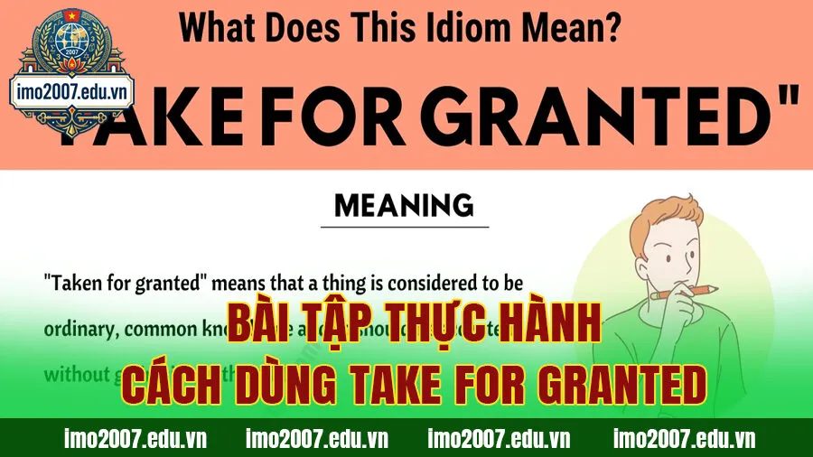 Bài tập thực hành cách dùng Take for granted (Có đáp án)