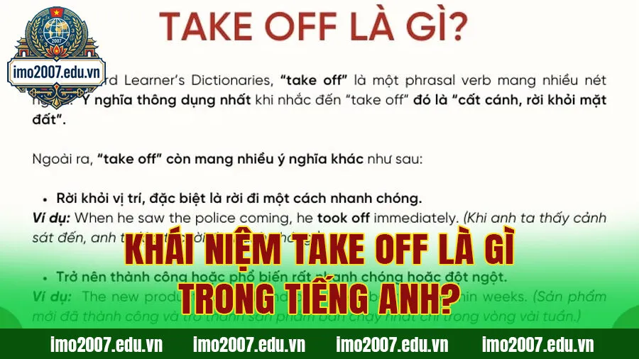 Khái niệm Take off là gì trong tiếng Anh?